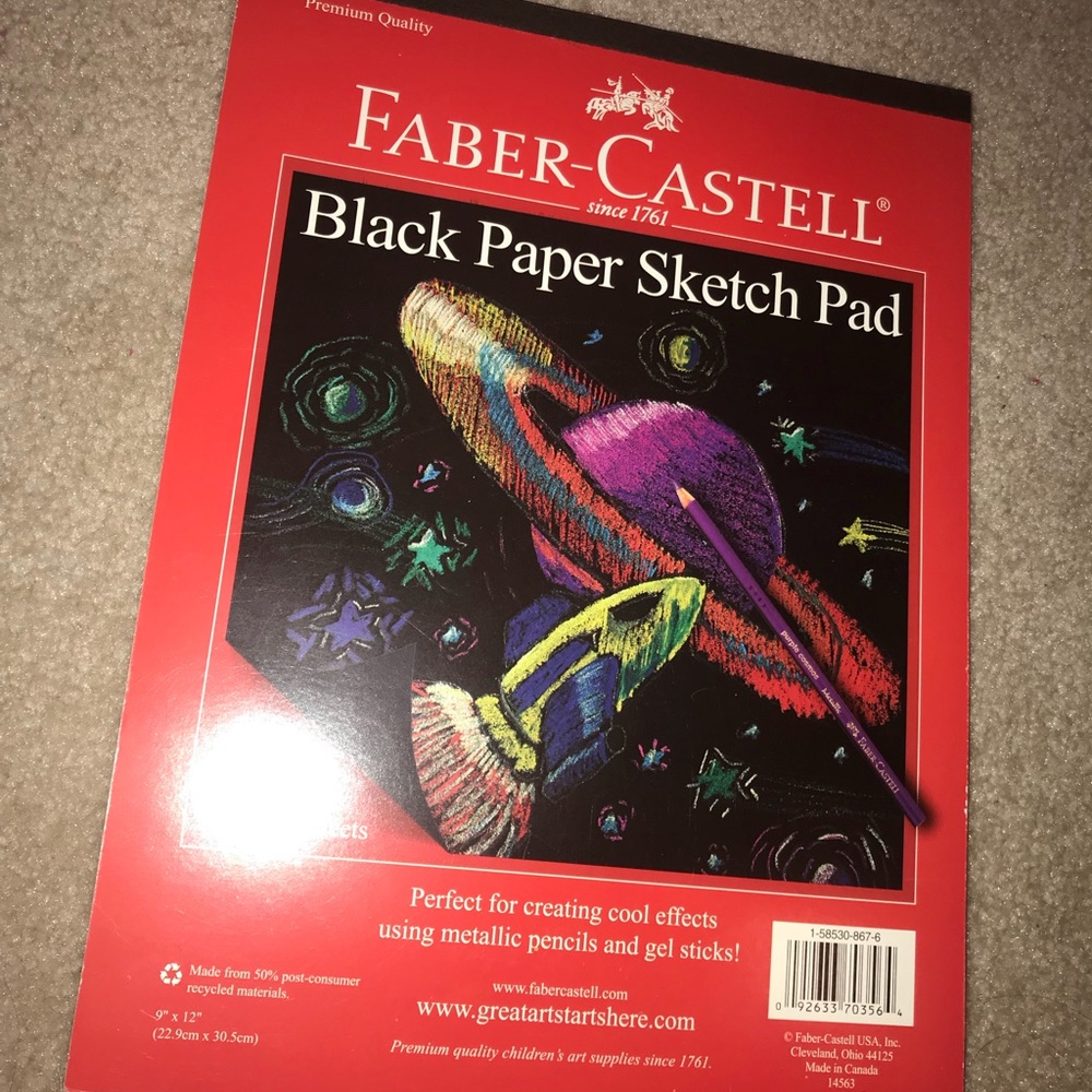 black paper sketch pad